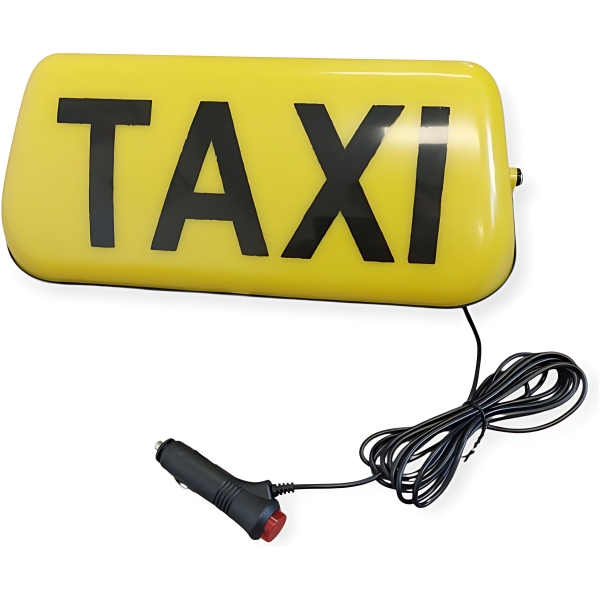 Lampa LED sygnalizator TAXI ukośna żółta z wtyczką