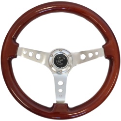 Kierownica drewniana 350mm srebrny mat